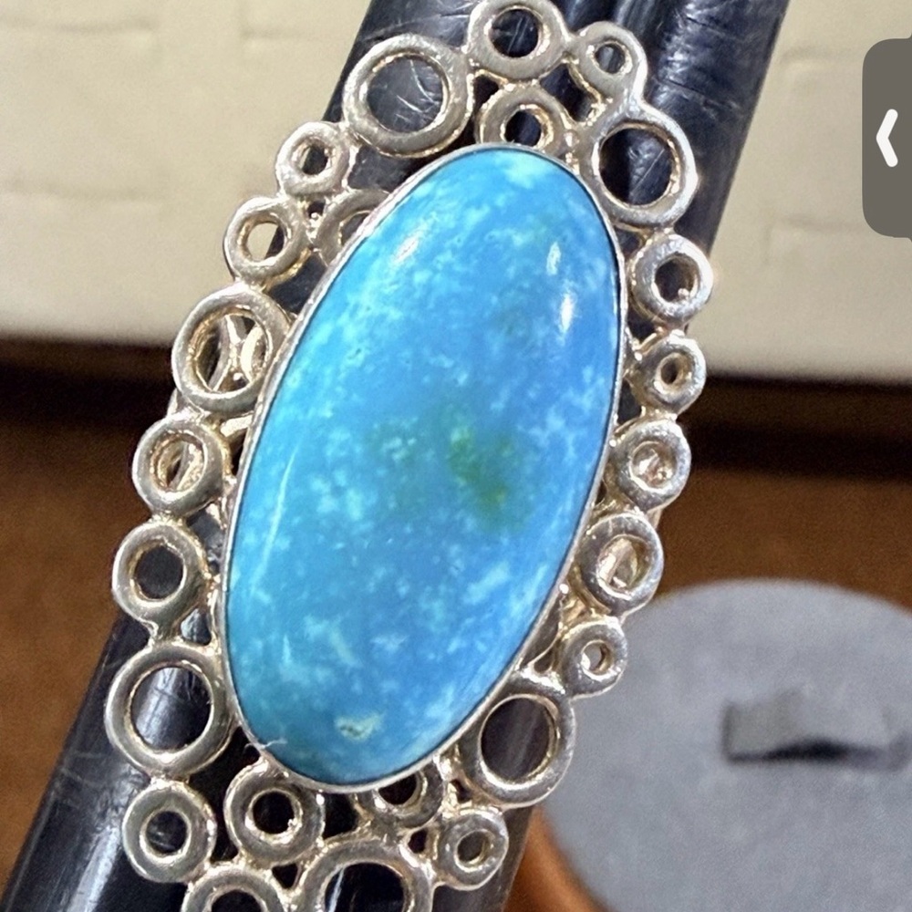 925, Sterling Jay King DTR Statement Turquoise Ring w Circle Setting Sz 10.5 - Picture 10 of 10